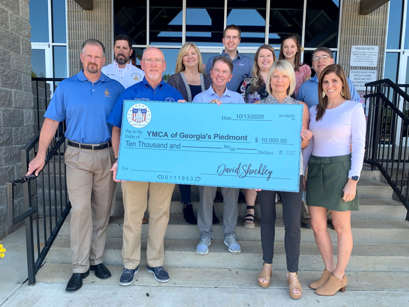 Masonic Lodge makes $10,000 donation to YMCA